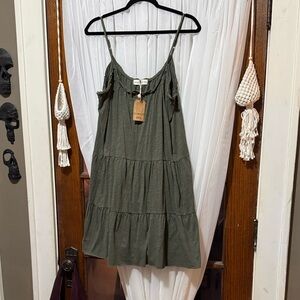 NWT!! NATURAL LIFE Olive Green Tiered Sundress, size XS